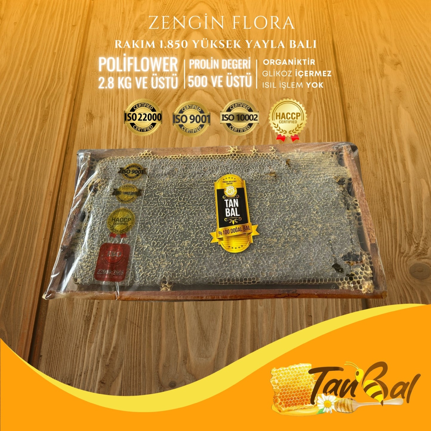 Organik Petekli Bal Siyah Renk 3000 Gr