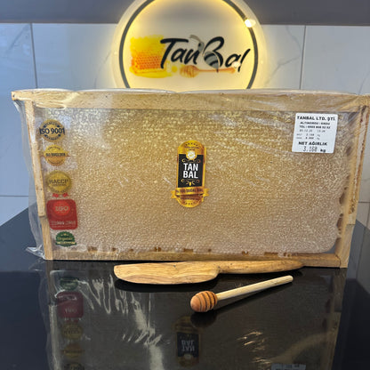 Organik Yayla Çiçek Balı 2800gr Sarı renk çerçeve bal