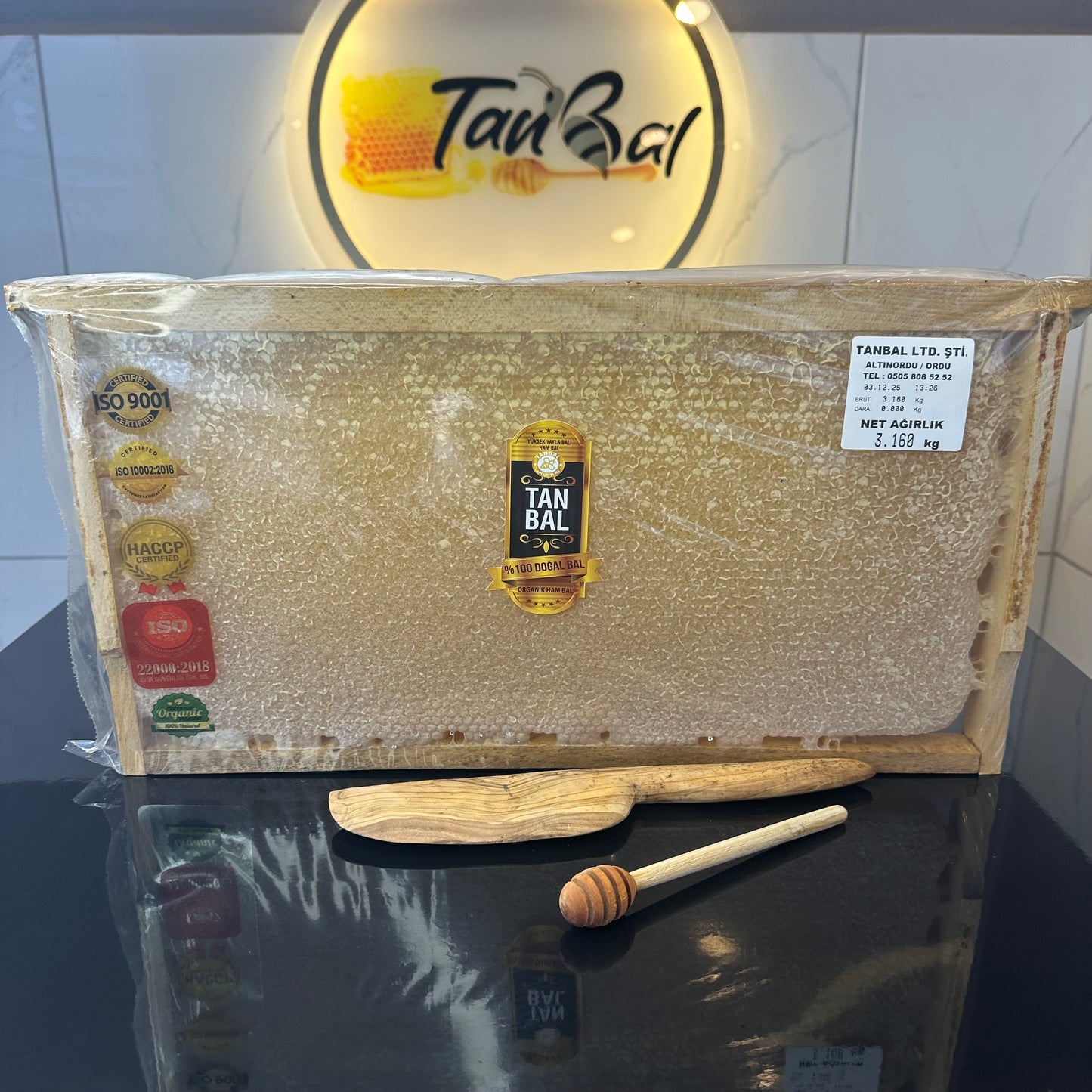 Organik Yayla Çiçek Balı 2800gr Sarı renk çerçeve bal